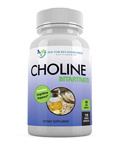 Premium Choline – 500 mg – 120 Veggie Capsules – by DOCTOR RECOMMENDED SUPPLEMENTS – Supports Cognitive Health, Memory & More