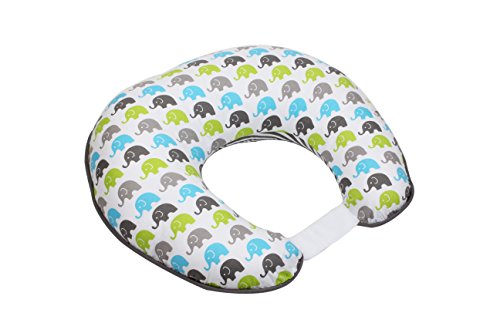 Bacati – Elephants Aqua/Lime/Grey Nursing Pillow Cover Ultra-Soft 100% Cotton Fabric in a Fashionable Two-Sided Design, Fits All Hugster Nursing Pillows and Positioners