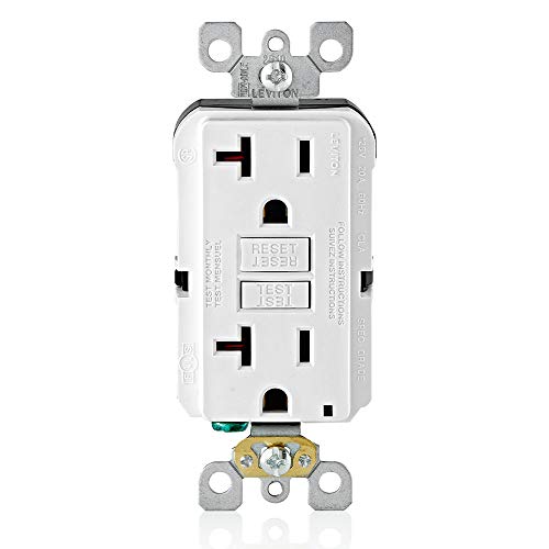 Leviton GFNT2-W Self-Test SmartlockPro Slim GFCI Non-Tamper-Resistant Receptacle with LED Indicator, Wallplate Included, 20-Amp, White