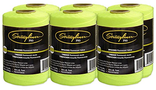 Stringliner Braided Mason Line Replacement Roll Contractor Pack 500′ – Fluorescent Yellow (Pack of 6) – SL35465CPK