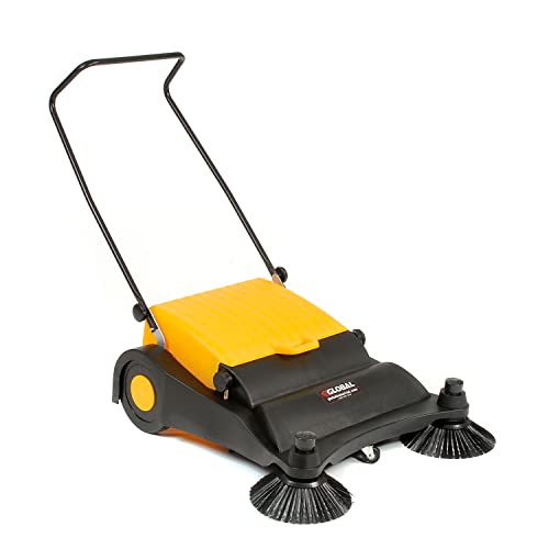 Industrial Push Sweeper 32″ Cleaning Width Black and Yellow