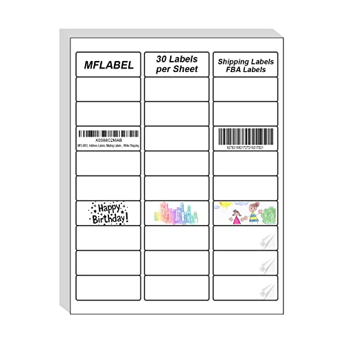 MFLABEL Address Labels, 1″x2-5/8″ Mailing Labels, 30-UP White Shipping Labels for Inkjet or Laser Printer, 3000 Sticker Labels (100 Sheets), 30 Labels per Sheet