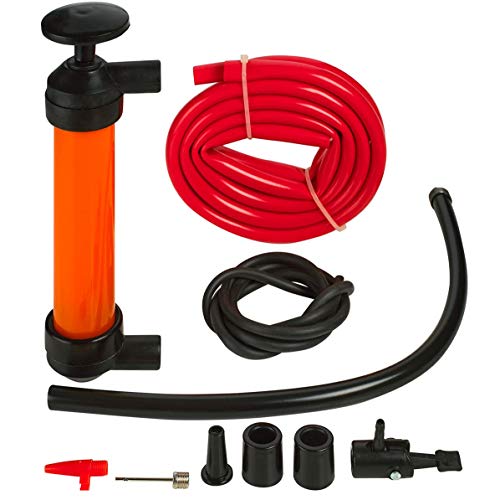 Katzco Liquid Transfer, Siphon Hand Pump – 2 Hoses, 50 x .5 Inches – for Gas, Oil, Air, Chemical Insecticides, and Other Fluids