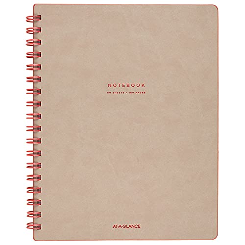 AT-A-GLANCE Notebook, Twinwire, Ruled, 80 Sheets, 9-1/2 x 7-1/4″, Collection, Tan/Red (YP14007)