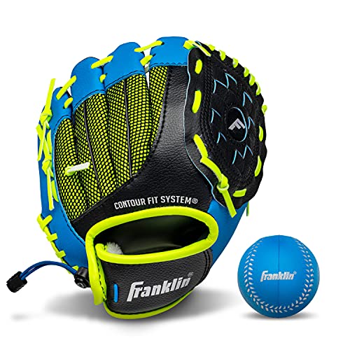 Franklin Sports Kids Baseball Glove – NeoGrip Boys + Girls Youth Tball Glove – Toddler + Youth Teeball, Baseball + Softball Mitt – Right Hand Throw – 9.5″ ,Blue