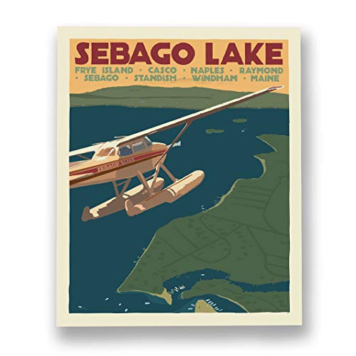 Sebago Lake Maine Seaplane Print (8×10 Travel Poster, Wall Decor Art)