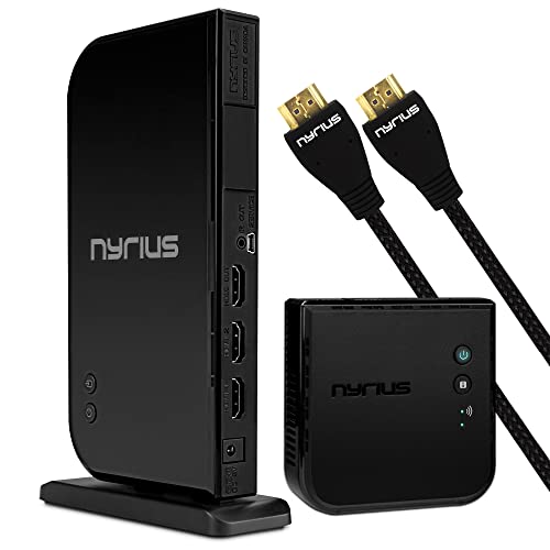 Nyrius Aries Home+ Wireless HDMI 2X Input Transmitter & Receiver for Streaming HD 1080p 3D Video and Digital Audio (NAVS502) – Bonus Additional Nyrius HDMI Cable Included