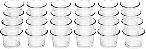 Hosley Set of 24 Clear Glass Oyster Tealight Holders 2.5 Inch Diameter Ideal Gift for Parties Weddings Events Aromatherapy Spa Reiki Bridal Votive and Tealight Gardens O4
