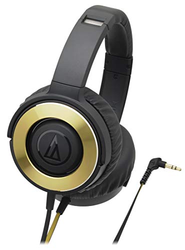 Audio-Technica Solid BASS Portable Headphones, Heavy Bass, Black Gold, ATH-WS550 BGD