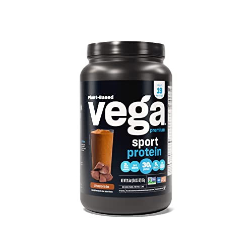 Vega Sport Premium Vegan Protein Powder Chocolate (19 Servings) 30g Protein, 5g BCAAs, Low Carb, Keto, Dairy/ Gluten Free, Non GMO, Pea Protein for Women & Men, 1.8 lbs (Packaging May Vary)