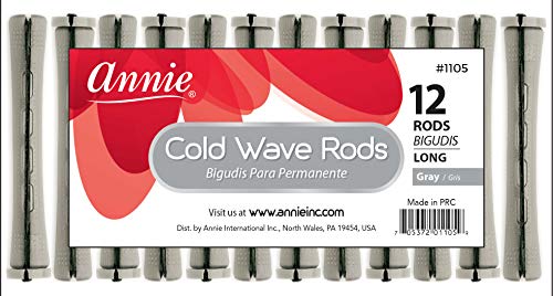 Annie Long Cold Wave Rods with Rubber Band for Hair Curling and Perm Styling – Gray – Set of 3 Packs of 12 (36 Pieces)