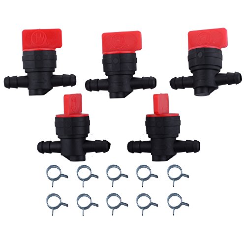 Hipa 5 Pack 494768 698183 Fuel Shut Off Valve with clamp Fit for Briggs & Stratton 493960 John Deere AM36141 AM107340 Toro 54-3150 1-603770 Lawn Mower Snow Blower Tractor (Pack of 5)