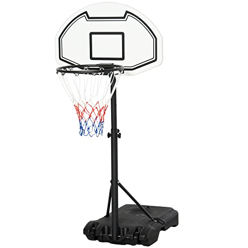 Aosom Poolside Basketball Hoop Stand Portable Basketball System Goal, Adjustable Height 3′-4′, 30″ Backboard