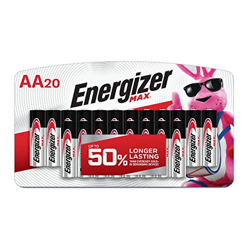 Energizer AA Batteries, Max Double A Battery Alkaline, 20 Count
