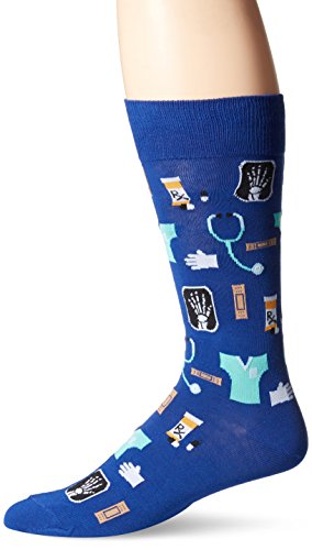 Hot Sox Men’s Occupation Novelty Fashion Casual Crew Socks, Medical (Dark Blue), Shoe Size: 6-12
