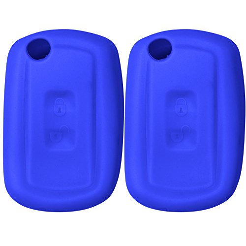 Keyless2Go Replacement for 2 New Silicone Cover Protective Case for Select Flip Remote Key Fobs YWX000071 – Blue