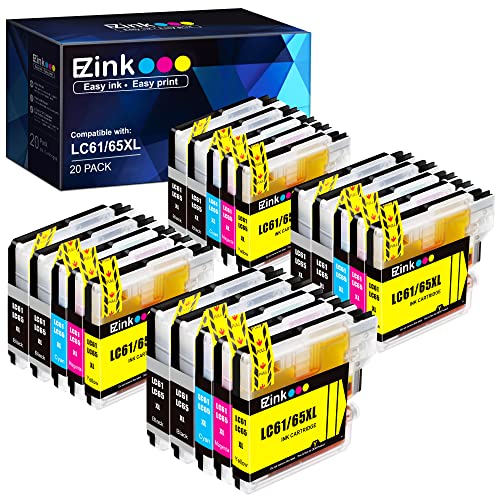 E-Z Ink (TM Compatible Ink Cartridge Replacement for Brother LC61 LC-61 LC65 XL to use with MFC-J615W MFC-5895CW MFC-290C MFC-5490CN MFC-790CW MFC-J630W (8 Black, 4 Cyan, 4 Magenta, 4 Yellow) 20 Pack