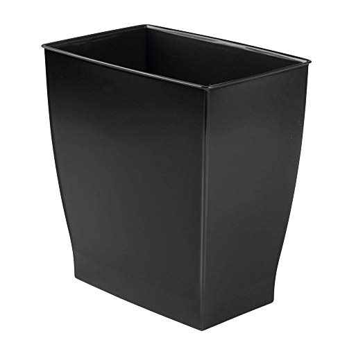 iDesign Spa Rectangular Trash Can for Bath, Bedroom, Office – 11.25″ x 7.5″ x 12″, 2.5 Gallon, Black