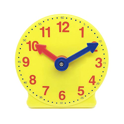 hand2mind Mini Geared Clock, Telling Time Teaching Clock, Learn to Tell Time Clock, Analog Learning Clock, Clock for Kids Learning to Tell Time, Teaching Time Classroom Clock (Set of 1)