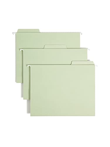Smead FasTab Hanging Fastener File Folder with SafeSHIELD Fasteners, 1/3-Cut Built-in Tab, Letter Size, Moss, 18 per Box (65120)