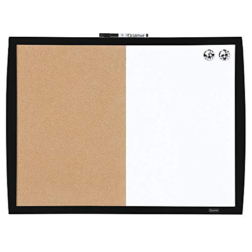 Quartet Combination Magnetic Whiteboard & Corkboard, 17″ x 23″, Combo White Board & Cork Board, Curved Frame, Perfect for Office & Home Decor, Home School Message Board, Black (41723-BK)