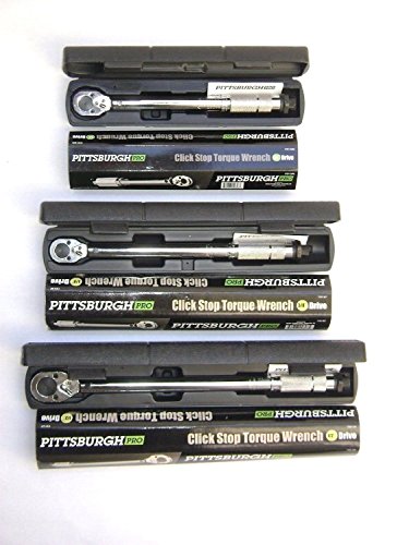 Torque Wrench Set of 3 1/4, 3/8, 1/2 Drive Click Type Snap Socket (3)