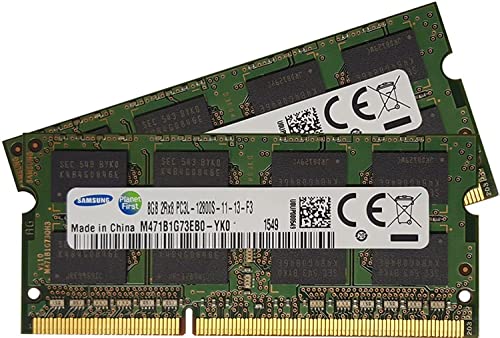 Samsung 16GB (2 x 8GB) 204-pin SODIMM, DDR3 PC3L-12800, 1600MHz ram Memory Module for laptops (M471B1G73EB0-YK0 x 2)