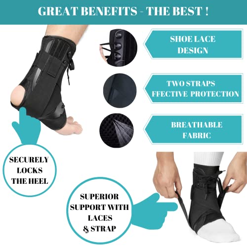 MEDIZED® Ankle Brace, Stabilizer, Lace Up Adjustable Support, Stirrup Compression – for Running, Basketball, Volleyball, Injury Recovery, Sprain, Ankle Wrap for Men, Women, and Children (Large) | The Storepaperoomates Retail Market - Fast Affordable Shopping