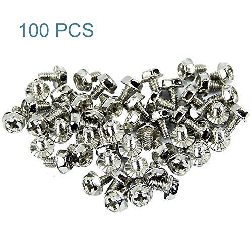 Maxmoral 100pcs Toothed Hex 6/32 Screw 6-32 Computer PC Case Hard Drive Motherboard Mounting Screws.