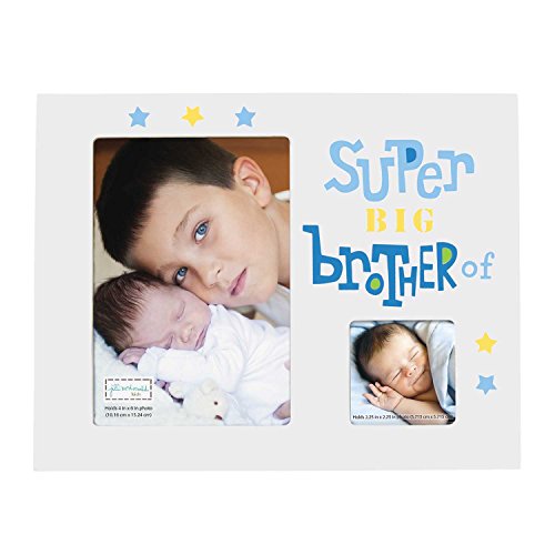 C.R. Gibson Super Big Brother Kids Photo Frame, Holds one 4” x 6” and one 2.25” Square Photo, 9.25” x 9.25”