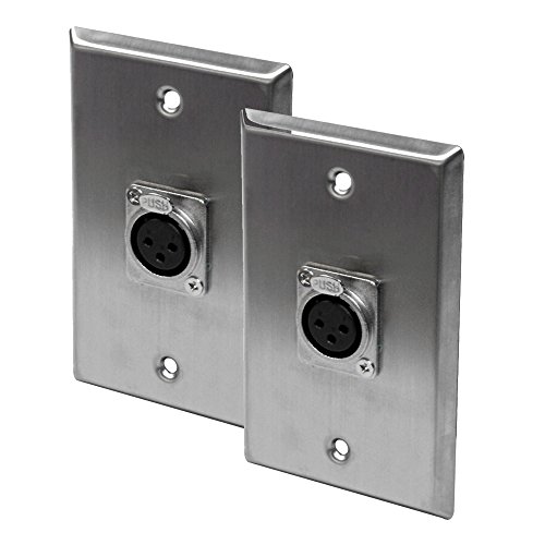 Seismic Audio Speakers Single XLR Female Connector Gang, Pair of Stainless Steel Wall Plates