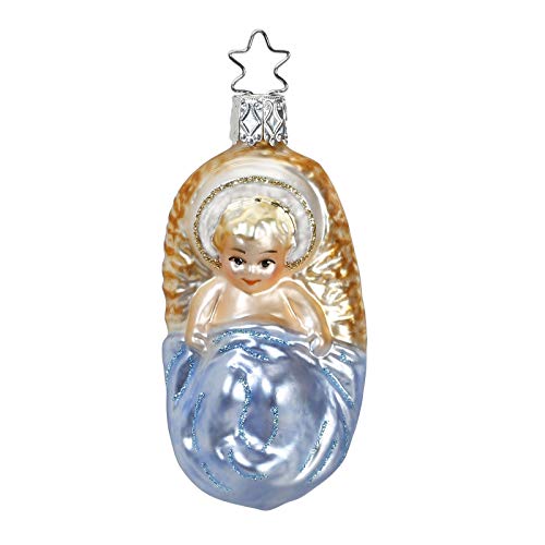 Inge Glas Baby Jesus Our Savior 10074S015 IGM German Blown Glass Christmas Ornament