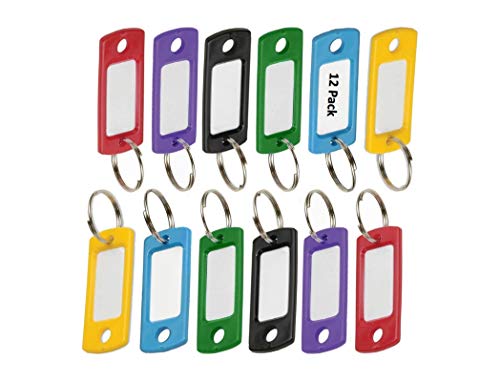 Lucky Line Flexible Colored Plastic Key Tag with 3/4″ Split Ring, in Assorted Colors, 12 Pack (16929)