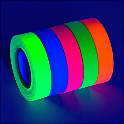 Glow King Blacklight Reactive Glow Tape | Premium UV Fluorescent Neon Party Supplies for Events | Multipurpose Luminous Colored Tape for Room Decorations | Glow in the Dark Cloth Tape – 0.5 in x 18 ft