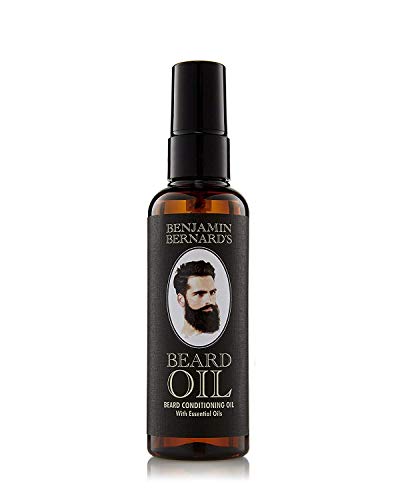 Benjamin Bernard Beard Oil – Beard Grooming Conditioner Oil for Men Encourage Healthy Beard Growth, Well-Groomed Style – Lightly Scented, Contains Jojoba, Almond Oil – Vegan Beard Care 3.38 Fl.oz
