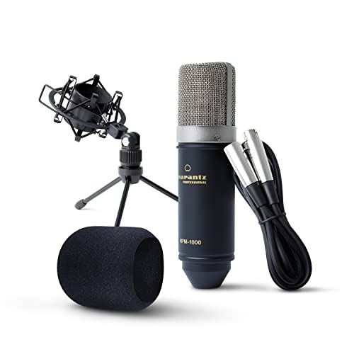 Marantz Professional MPM-1000 – Studio Recording XLR Condenser Microphone with Desktop Stand and Cable – for Podcast and Streaming Projects