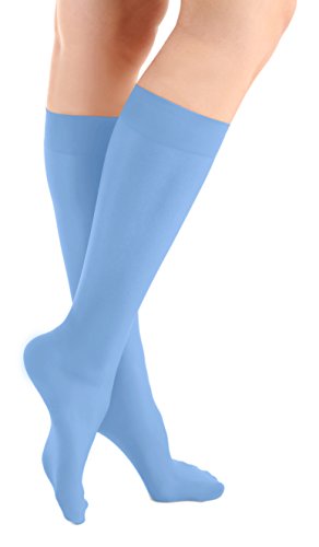 Blue Microfiber Knee High Skating Socks 2-Pair, One Size