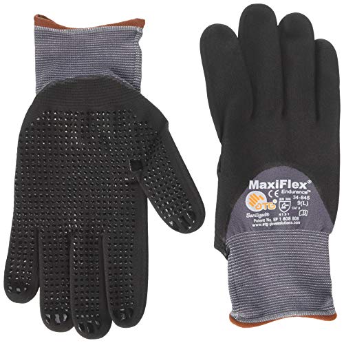 ATG 34-845/L Maxiflex Endurance Nylon, Micro-Foam Nitrile 3/4 Grip Gloves, Large, Black/Gray, 12 Pairper Pack