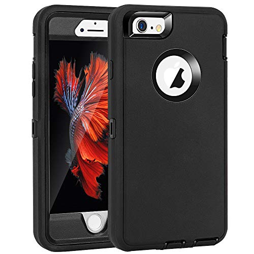 MAXCURY iPhone 6 Plus/6S Plus Case, Not for iPhone 6 or 6s, Heavy Duty Shockproof Series Case for iPhone 6 Plus /6S Plus (5.5″) with Built-in Screen Protector Compatible with All US Carriers (Black)