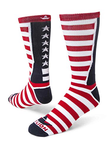 Red Lion Team USA Patriotic American Made Crew Socks (Navy Blue/White/Red – Small)