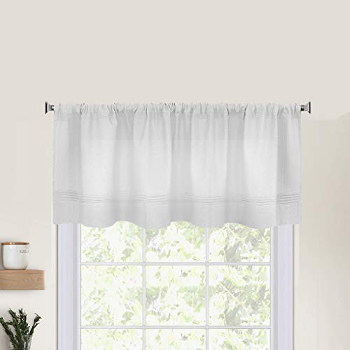 Elrene Home Fashions Pintuck Kitchen Window Valance, 60 in x 14, White