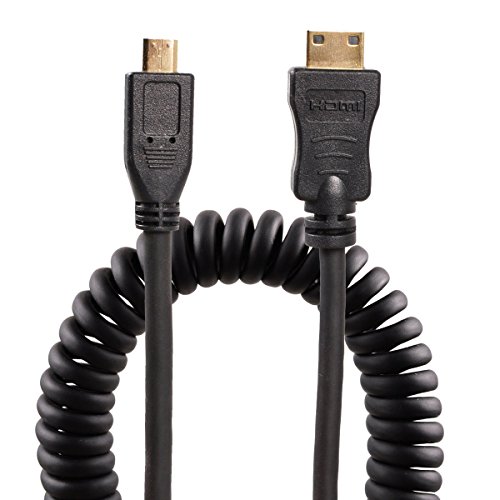UCEC 11.81″/30cm Coiled Micro HDMI to Mini HDMI Cable for Atomos Ninja Star Tablets Cameras