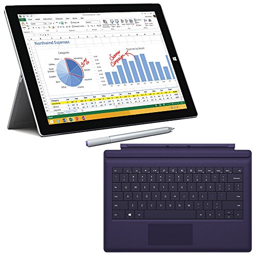 Microsoft Surface Pro 3 + Purple Type Cover Bundle, 128 GB Intel Core i7