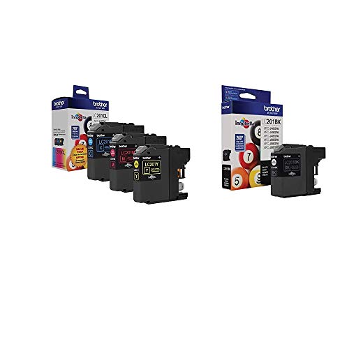 Brother LC201 Ink Cartridge (Black, Cyan, Magenta, Yellow, 4-Pack) in Retail Packaging