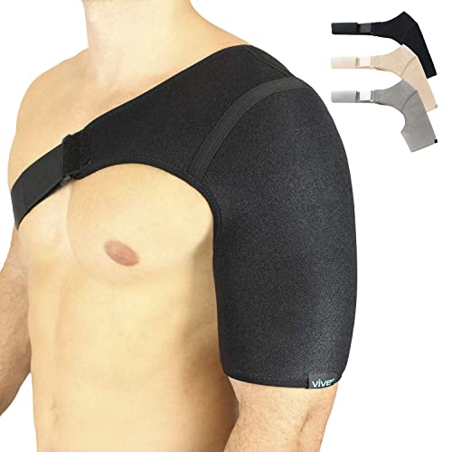 Vive Shoulder Brace – Rotator Cuff Compression Support – Men, Women, Left, Right Arm Injury Prevention Stabilizer Sleeve Wrap – Immobilizer for Dislocated AC Joint, Labrum Tear Pain (Black)