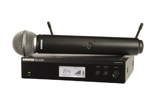 Shure BLX24R/SM58 Wireless Microphone System with BLX4R Rack Mount Receiver and BLX2 Handheld Transmitter with SM58 Mic Capsule, The Industry Standard for Vocal Performances – H9 Band