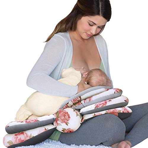 Infantino Elevate Adjustable Nursing and Breastfeeding Pillow – with multiple angle-altering layers Polyester for proper positioning to aid in feeding even as your baby grows, floral