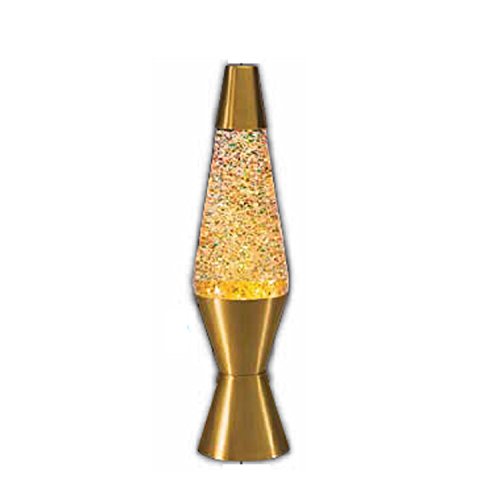 Lamp Lava 2131 inch, Baseax, 14.5″, Rainbow Glitter, Clear Liquid and Gold Base, 14 in
