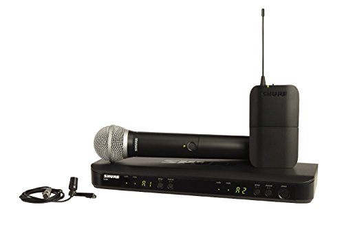 Shure BLX1288/CVL Wireless Combo System with BLX88 Dual Channel Receiver, BLX2 Handheld Transmitter with PG58 Vocal Microphone Capsule, BLX1 Bodypack and CVL Lavalier Condenser Mic – H10 Band