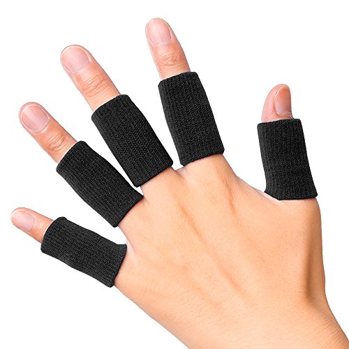 JBM Adult Finger Brace Splint Sleeve Thumb Support Protector Soft Comfortable Cushion Pressure Safe Elastic Breathable Spandex Finger Splinter Boating GYM (Black)